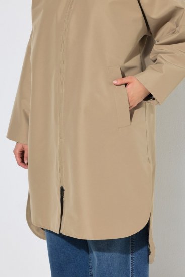 Ulla Popken 851764 Oversized kåpe med avtakbar hette Sand - Frakker - Kåper i store størrelser
