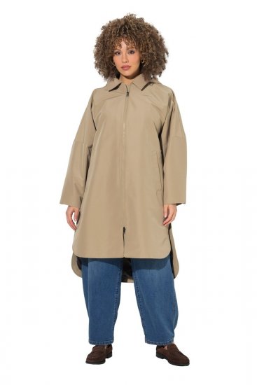Ulla Popken 851764 Oversized kåpe med avtakbar hette Sand - Frakker - Kåper i store størrelser