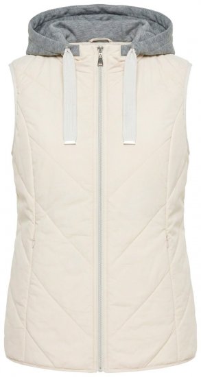 Ulla Popken 851781 Quiltet vest med hette Benhvit - Vester - 