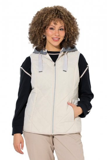 Ulla Popken 851781 Quiltet vest med hette Benhvit - Vester - 