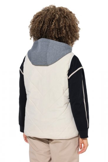 Ulla Popken 851781 Quiltet vest med hette Benhvit - Vester - 
