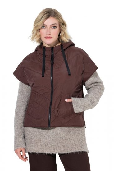 Ulla Popken 851785 Oversize quiltet vest med hette Brun - Vester - 