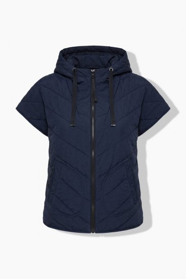 Ulla Popken 851785 Oversize quiltet vest med hette Mørkeblå - Vester - 
