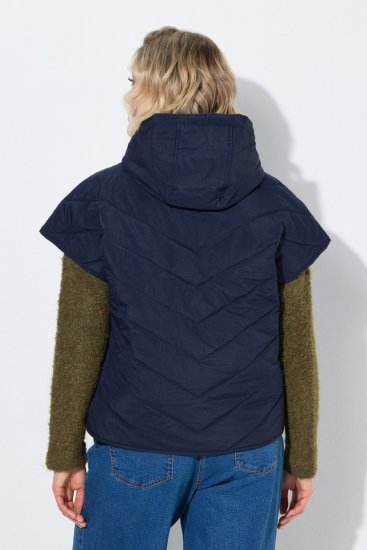 Ulla Popken 851785 Oversize quiltet vest med hette Mørkeblå - Vester - 