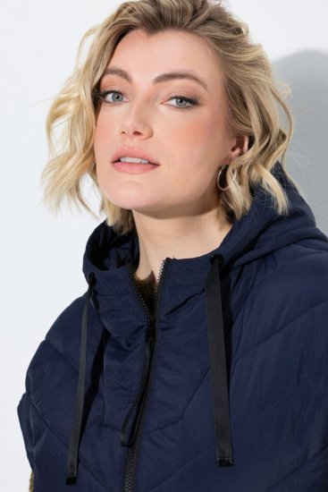 Ulla Popken 851785 Oversize quiltet vest med hette Mørkeblå - Vester - 