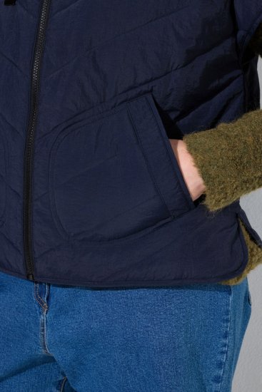 Ulla Popken 851785 Oversize quiltet vest med hette Mørkeblå - Vester - 
