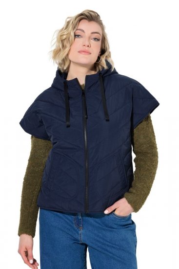 Ulla Popken 851785 Oversize quiltet vest med hette Mørkeblå - Vester - 