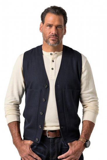 JP1880 851800 Tweedvest i fiskebensmønster Mørkeblå - Dresser og blazere - Dresser i store størrelser