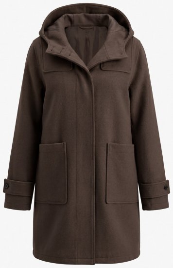 Ulla Popken 851803 Dufflecoat Mørkebrun - Frakker - Kåper i store størrelser