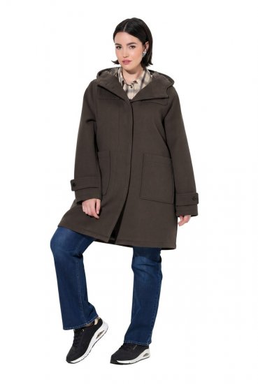 Ulla Popken 851803 Dufflecoat Mørkebrun - Frakker - Kåper i store størrelser