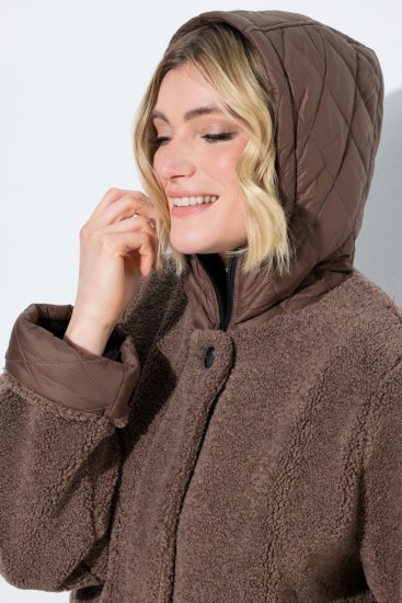 Ulla Popken 851809 Teddyjakke Lysebrun - Jakker - Damejakker i store størrelser