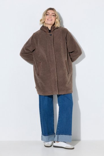 Ulla Popken 851809 Teddyjakke Lysebrun - Jakker - Damejakker i store størrelser