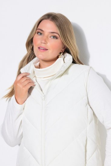 Ulla Popken 851833 Quiltet vest med ståkrage Benhvit - Vester - 