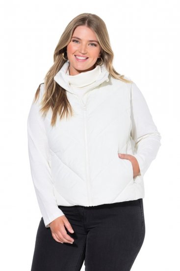 Ulla Popken 851833 Quiltet vest med ståkrage Benhvit - Vester - 
