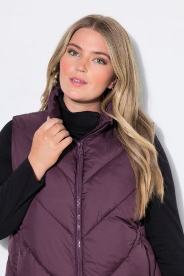Ulla Popken 851833 Quiltet vest med ståkrage Brun - Vester - 