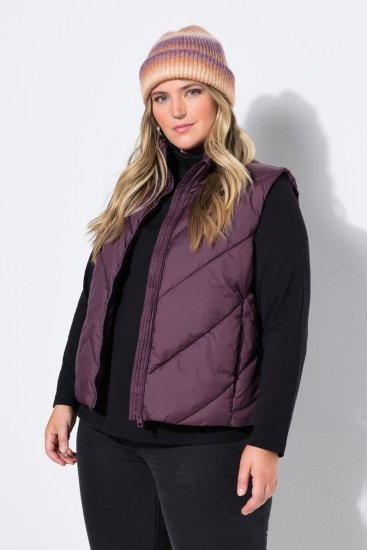Ulla Popken 851833 Quiltet vest med ståkrage Brun - Vester - 