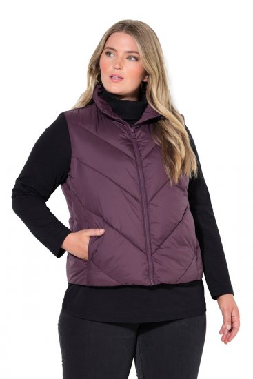 Ulla Popken 851833 Quiltet vest med ståkrage Brun - Vester - 