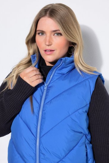Ulla Popken 851833 Quiltet vest med ståkrage Blå - Vester - 