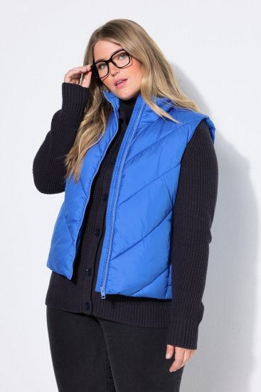 Ulla Popken 851833 Quiltet vest med ståkrage Blå - Vester - 