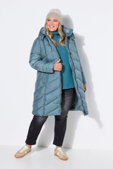 Ulla Popken 851842 Vattert kåpe Khaki - Frakker - Kåper i store størrelser