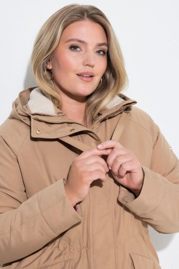 Ulla Popken 852028 Parkas Beige - Frakker - Kåper i store størrelser