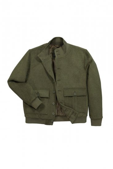 JP1880 852294 Jakke i ullmiks med ståkrage Khakigrønn - Jakker - Store jakker - 2XL-12XL