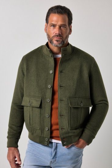 JP1880 852294 Jakke i ullmiks med ståkrage Khakigrønn - Jakker - Store jakker - 2XL-12XL