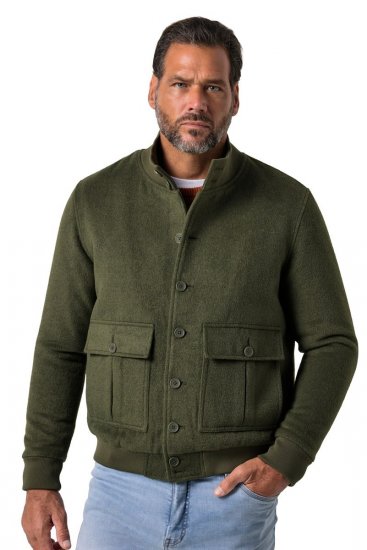JP1880 852294 Jakke i ullmiks med ståkrage Khakigrønn - Jakker - Store jakker - 2XL-12XL