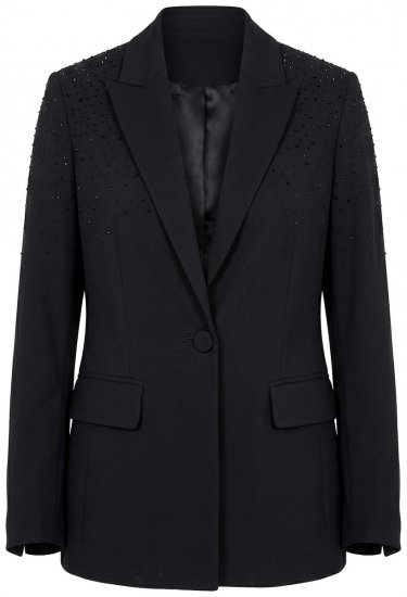 Ulla Popken 852498 Blazer med strass og én knapp Svart - Blazere - Blazere i store størrelser for dame