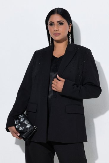 Ulla Popken 852498 Blazer med strass og én knapp Svart - Blazere - Blazere i store størrelser for dame
