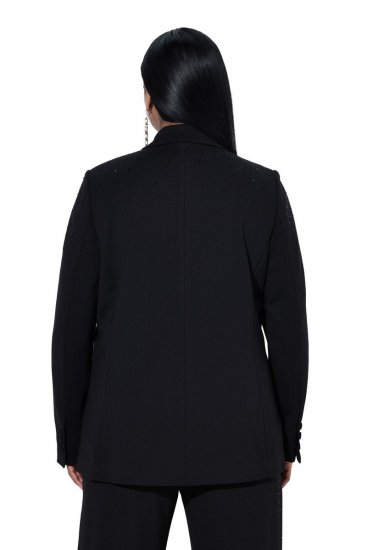 Ulla Popken 852498 Blazer med strass og én knapp Svart - Blazere - Blazere i store størrelser for dame