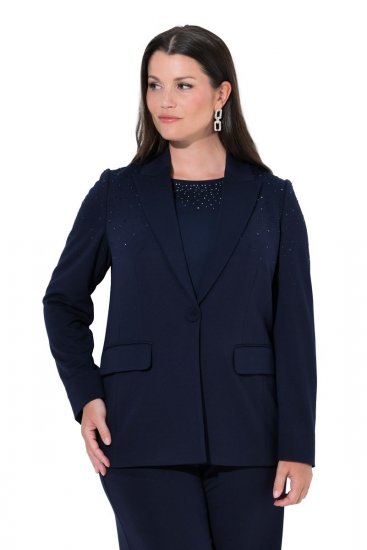 Ulla Popken 852498 Blazer med strass Mørkeblå - Blazere - Blazere i store størrelser for dame