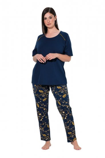 Ulla Popken 852577 Mønstret pyjamas Mørkeblå - Pyjamas/Loungewear - 
