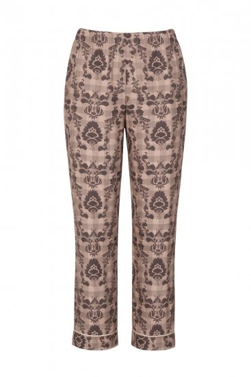 Ulla Popken 852649 Mønstret pyjamas med skjortekrage Brun - Pyjamas/Loungewear - 