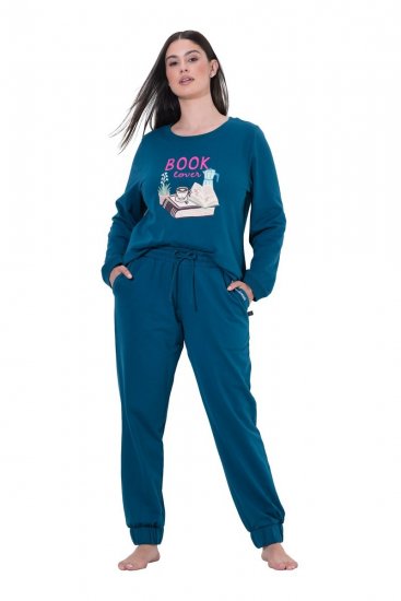 Ulla Popken 852725 Hjemmebukser Petrol - Pyjamas/Loungewear - 
