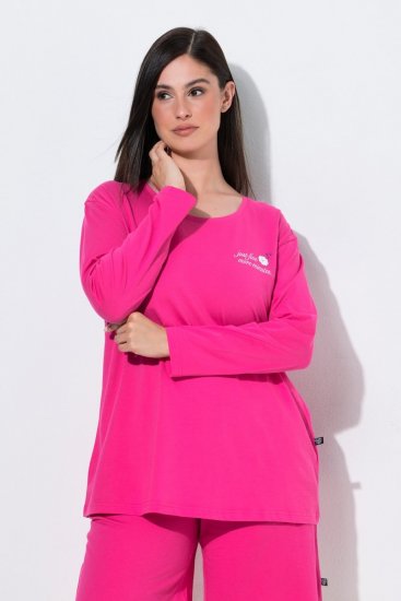 Ulla Popken 852747 Langermet pyjamasoverdel Rosa - Pyjamas/Loungewear - 