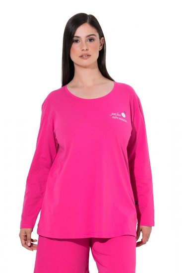 Ulla Popken 852747 Langermet pyjamasoverdel Rosa - Pyjamas/Loungewear - 
