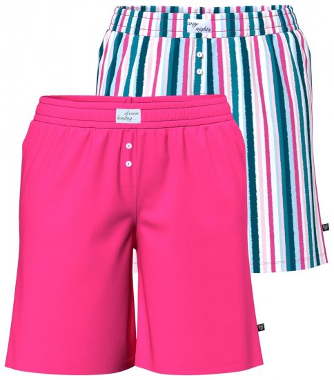 Ulla Popken 852752 Stripete pyjamasshorts 2-pakning Rosa - Pyjamas/Loungewear - 