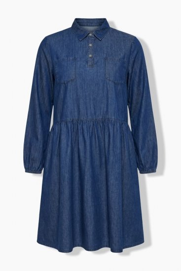 Ulla Popken 852768 A-formet denimkjole med lommer Denimblå - Kjoler - Kjoler for alle størrelser