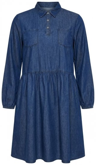 Ulla Popken 852768 A-formet denimkjole med lommer Denimblå - Kjoler - Kjoler for alle størrelser