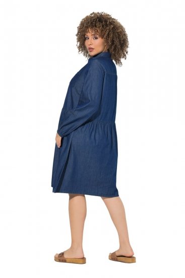 Ulla Popken 852768 A-formet denimkjole med lommer Denimblå - Kjoler - Kjoler for alle størrelser