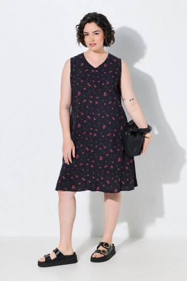 Ulla Popken 852824 Blomstret kjole Svart - Sommerkjoler - Sommerkjoler for kvinner i store størrelser