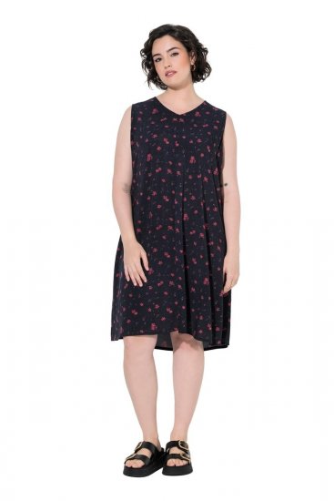 Ulla Popken 852824 Blomstret kjole Svart - Sommerkjoler - Sommerkjoler for kvinner i store størrelser
