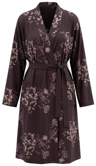 Ulla Popken 853204 Blomstret morgenkåpe Brun - Morgenkåper & badekåper - 
