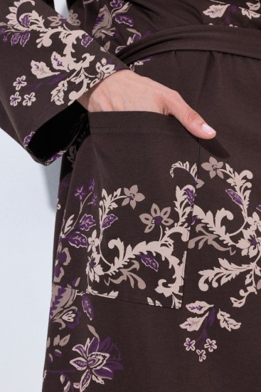 Ulla Popken 853204 Blomstret morgenkåpe Brun - Morgenkåper & badekåper - 