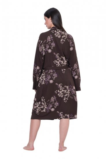 Ulla Popken 853204 Blomstret morgenkåpe Brun - Morgenkåper & badekåper - 