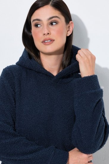 Ulla Popken 853353 Hjemmekjole med hette Mørkeblå - Pyjamas/Loungewear - 