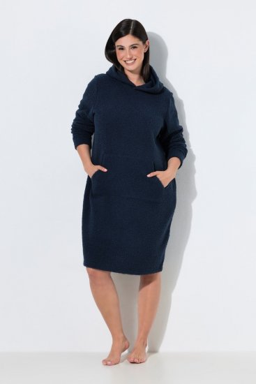 Ulla Popken 853353 Hjemmekjole med hette Mørkeblå - Pyjamas/Loungewear - 