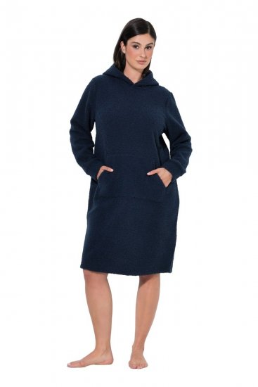 Ulla Popken 853353 Hjemmekjole med hette Mørkeblå - Pyjamas/Loungewear - 