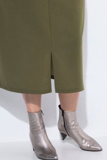 Ulla Popken 853510 Midikjole med lommer Khaki - Midikjoler - Midikjoler i store størrelser
